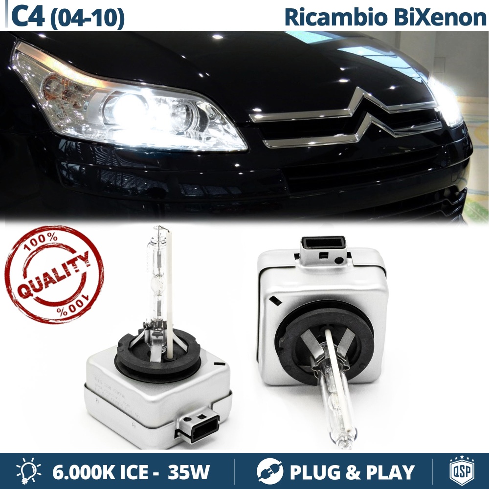 2x Bombillas Bi-Xenon D1S de Repuesto para CITROEN C4 I 04-10 Luz 6.000K Blanco Frio Lámpara 35W