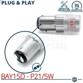 2x Bombillas LED P21/5W - BAY15D Canbus ROJAS | Luces Frenos + Posición | 1400LM Plug & Play