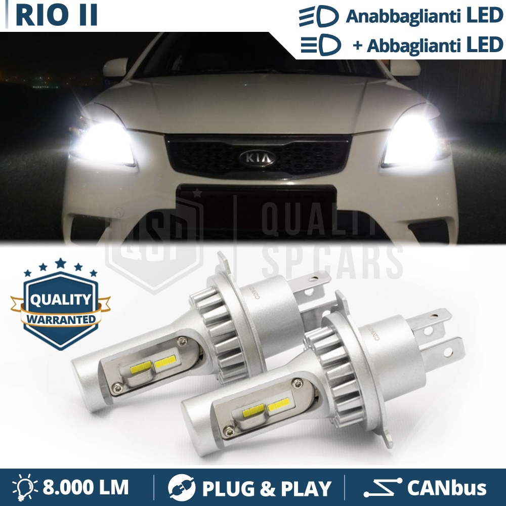 Kit Led H4 para KIA RIO 2 Luces de Cruce + Carretera 6500k 8000LM | Plug & Play CANbus Kit Led H4 para KIA RIO 2 Luces de Cruce + Carretera 6500k 8000LM | Plug & Play CANbus