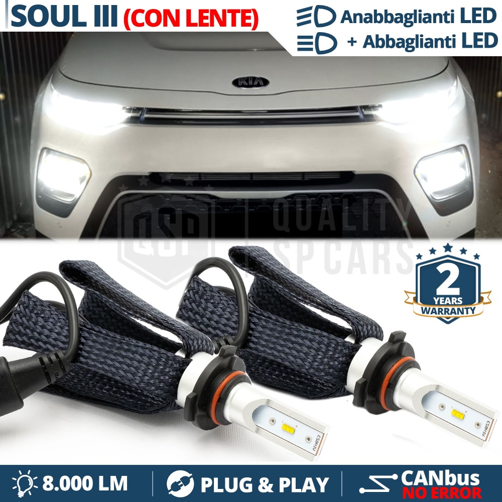Kit LED HB3 para KIA SOUL 3 Luces de Cruce + Carretera Lenticulares | CANbus 6500K 8000LM