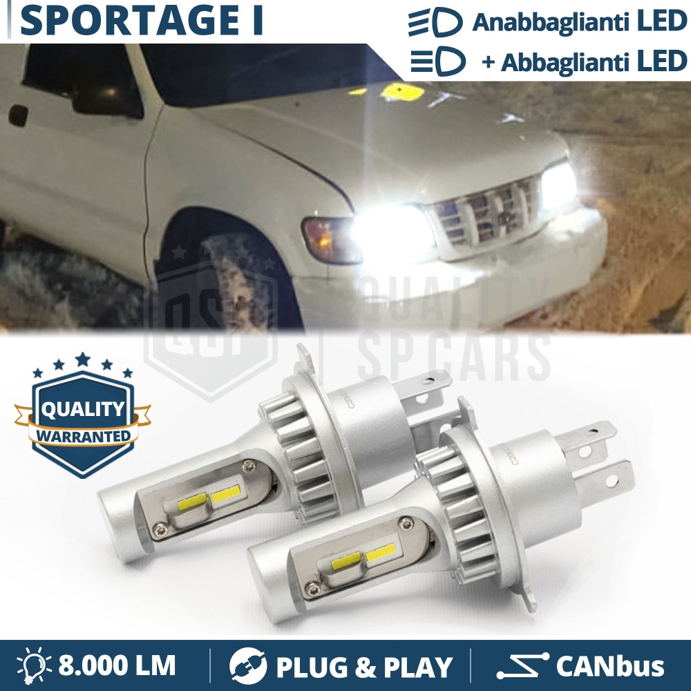 H4 Led Kit für KIA SPORTAGE 1 Abblendlicht + Fernlicht 6500K 8000LM | Plug & Play CANbus