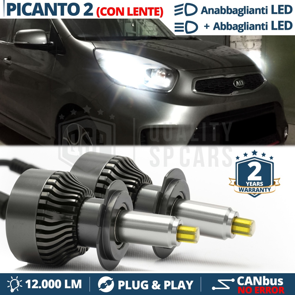 Kit LED H7 para KIA PICANTO 2 Luces de Cruce + Carretera | Bombillas Led CANbus 6500K 12000LM