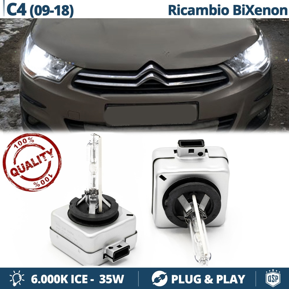 2x Bombillas Bi-Xenon D1S de Repuesto para CITROEN C4 II Luz 6.000K Blanco Frio Lámpara 35W