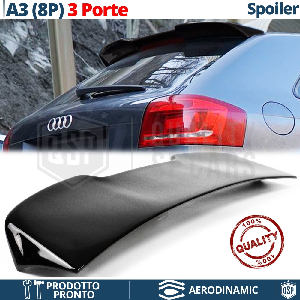 SPOILER Alerón Trasero PARA Audi A3 S3 8P 3 Puertas | Labio Maletero Techo NEGRO RS3 Style SPOILER Alerón Trasero PARA Audi A3 S3 8P 3 Puertas | Labio Maletero Techo NEGRO RS3 Style