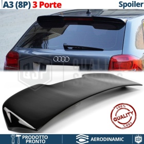 SPOILER Alerón Trasero PARA Audi A3 S3 8P 3 Puertas | Labio Maletero Techo NEGRO RS3 Style