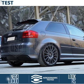SPOILER Alerón Trasero PARA Audi A3 S3 8P 3 Puertas | Labio Maletero Techo NEGRO RS3 Style