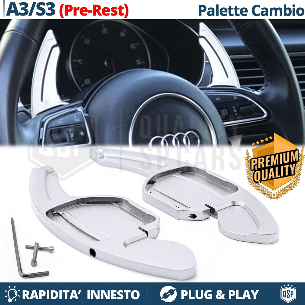 2 Levas de Volante para AUDI A3 (8V) 12-16 | Levas de Cambio en Aluminio Silver 2 Levas de Volante para AUDI A3 (8V) 12-16 | Levas de Cambio en Aluminio Silver