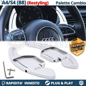 2 PALETTE Cambio al Volante per AUDI A4 (B8) 11-15 | Leve Cambio Sequenziale in Alluminio Silver