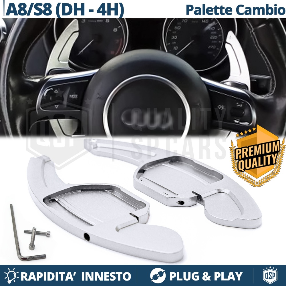 2 Levas de Volante para AUDI A8 (D4-4H) | Levas de Cambio en Aluminio Silver 2 Levas de Volante para AUDI A8 (D4-4H) | Levas de Cambio en Aluminio Silver