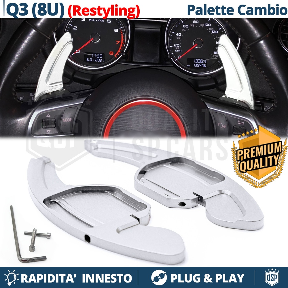2 Levas de Volante para AUDI Q3 (8U) 14-18 | Levas de Cambio en Aluminio Silver 2 Levas de Volante para AUDI Q3 (8U) 14-18 | Levas de Cambio en Aluminio Silver