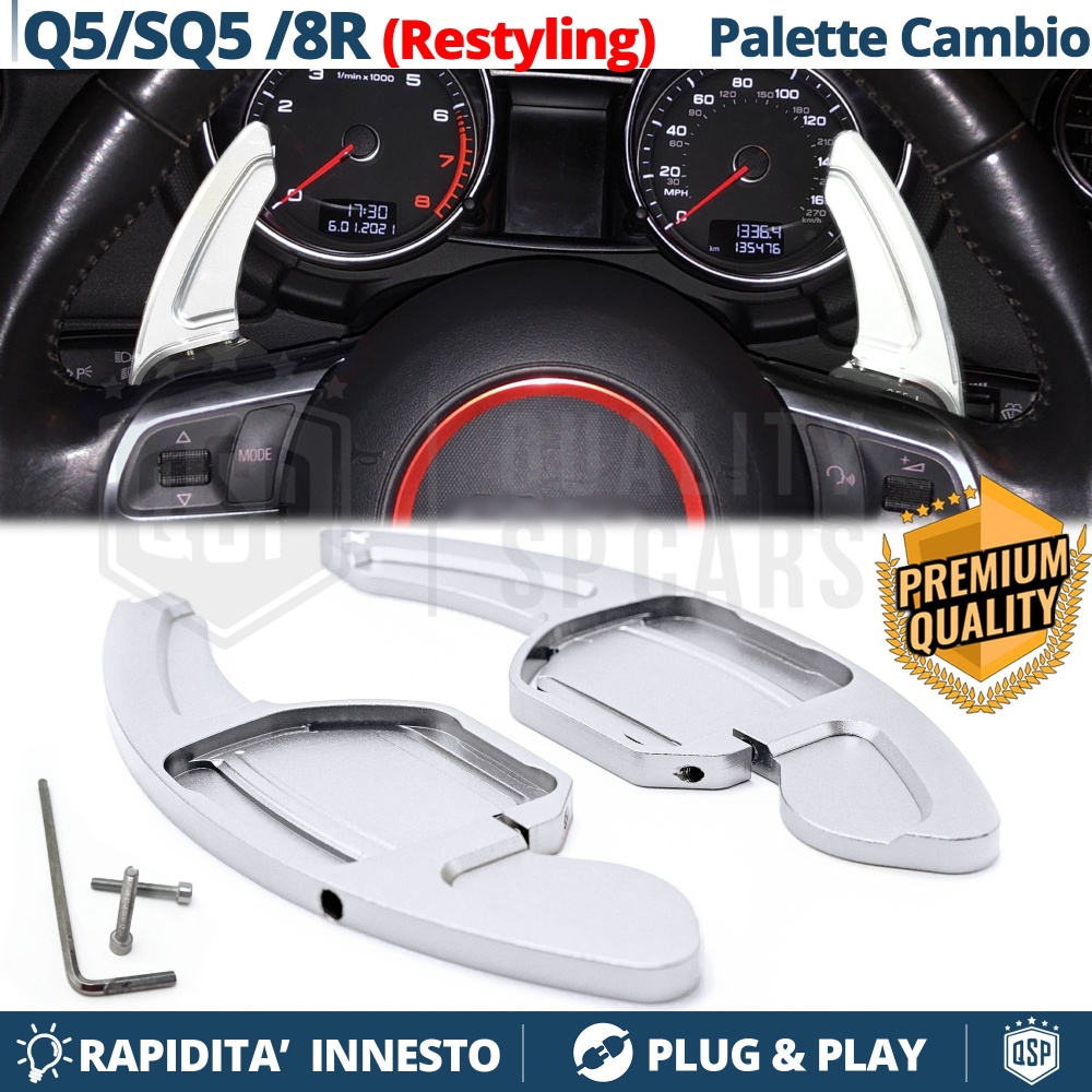 2 Levas de Volante para AUDI Q5 (8R) 13-16 | Levas de Cambio en Aluminio Silver 2 Levas de Volante para AUDI Q5 (8R) 13-16 | Levas de Cambio en Aluminio Silver