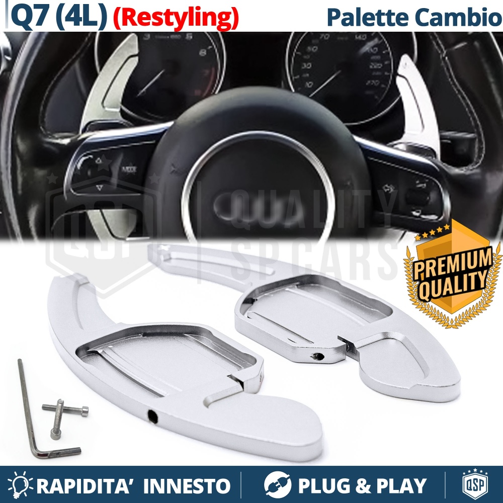 2 Levas de Volante para AUDI Q7 (4L) 10-15 | Levas de Cambio en Aluminio Silver 2 Levas de Volante para AUDI Q7 (4L) 10-15 | Levas de Cambio en Aluminio Silver