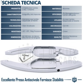2 Levas de Volante para AUDI Q7 (4L) 10-15 | Levas de Cambio en Aluminio Silver