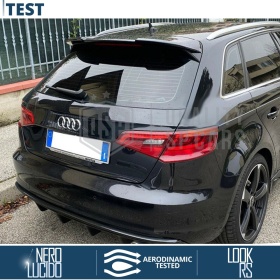 SPOILER Alerón Trasero PARA Audi A3 8V Sportback | Labio Maletero Techo NEGRO RS3 Style