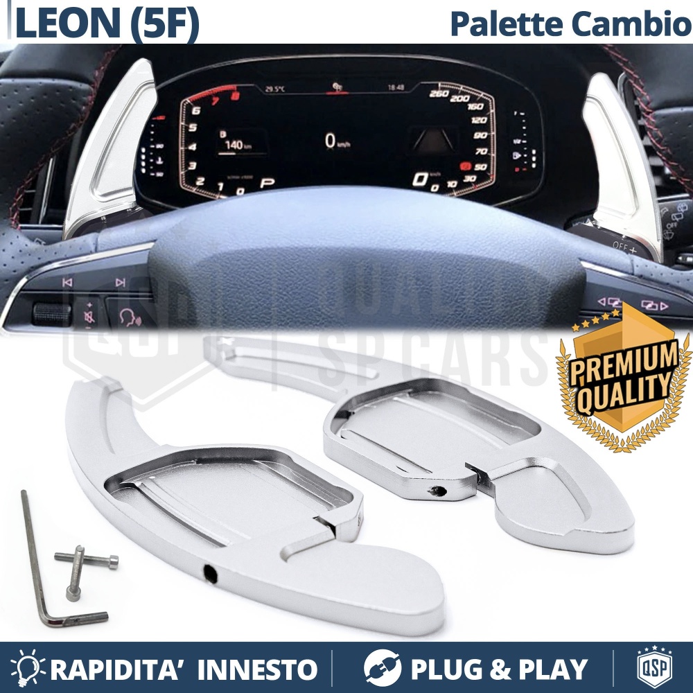 2 Levas de Volante para SEAT LEON 5F | Levas de Cambio en Aluminio Silver 2 Levas de Volante para SEAT LEON 5F | Levas de Cambio en Aluminio Silver