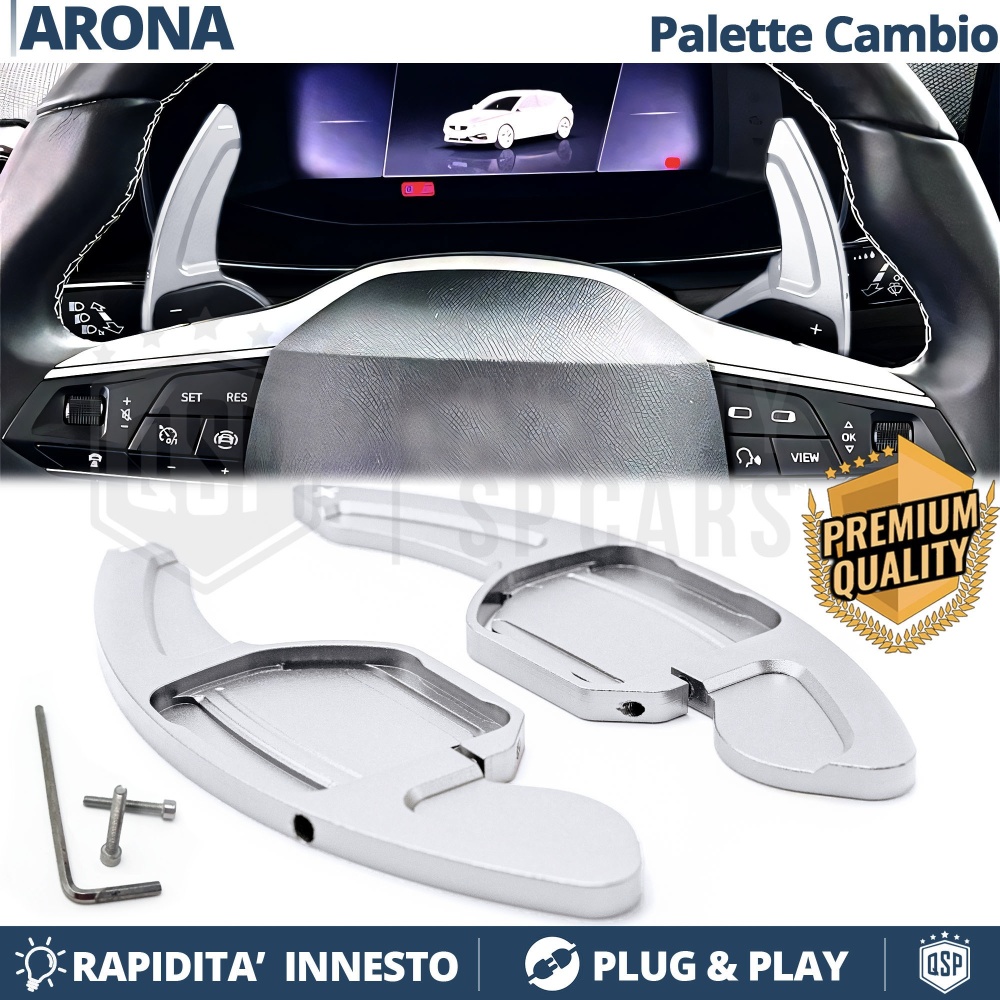 2 Levas de Volante para SEAT ARONA 17-21 | Levas de Cambio en Aluminio Silver 2 Levas de Volante para SEAT ARONA 17-21 | Levas de Cambio en Aluminio Silver