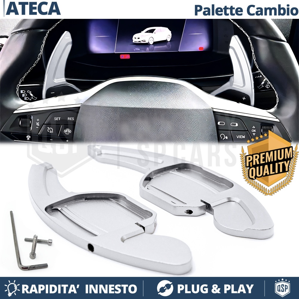 2 Levas de Volante para SEAT ATECA 16-21 | Levas de Cambio en Aluminio Silver 2 Levas de Volante para SEAT ATECA 16-21 | Levas de Cambio en Aluminio Silver