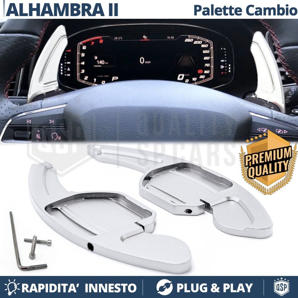 2 Levas de Volante para SEAT ALHAMBRA 2 | Levas de Cambio en Aluminio Silver 2 Levas de Volante para SEAT ALHAMBRA 2 | Levas de Cambio en Aluminio Silver