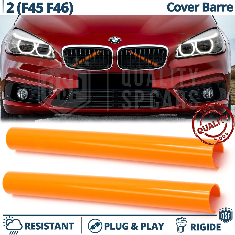 Orange Crash Bar Covers for BMW 2 Series F45 F46 Front Grill | Rigid Radiator Protection Bars