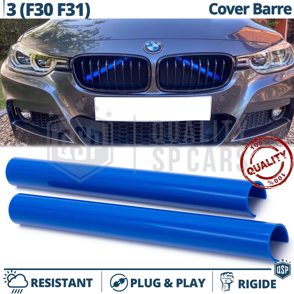 Blaue Kühlergrill Zierleisten Rohr Streifen für BMW 3ER F30 F31 | Starre Kühlerschutz Bänder