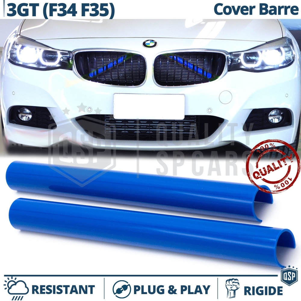 Blue Crash Bar Covers for BMW 3 Series GT F34 F35 Front Grill | Rigid Radiator Protection Bars