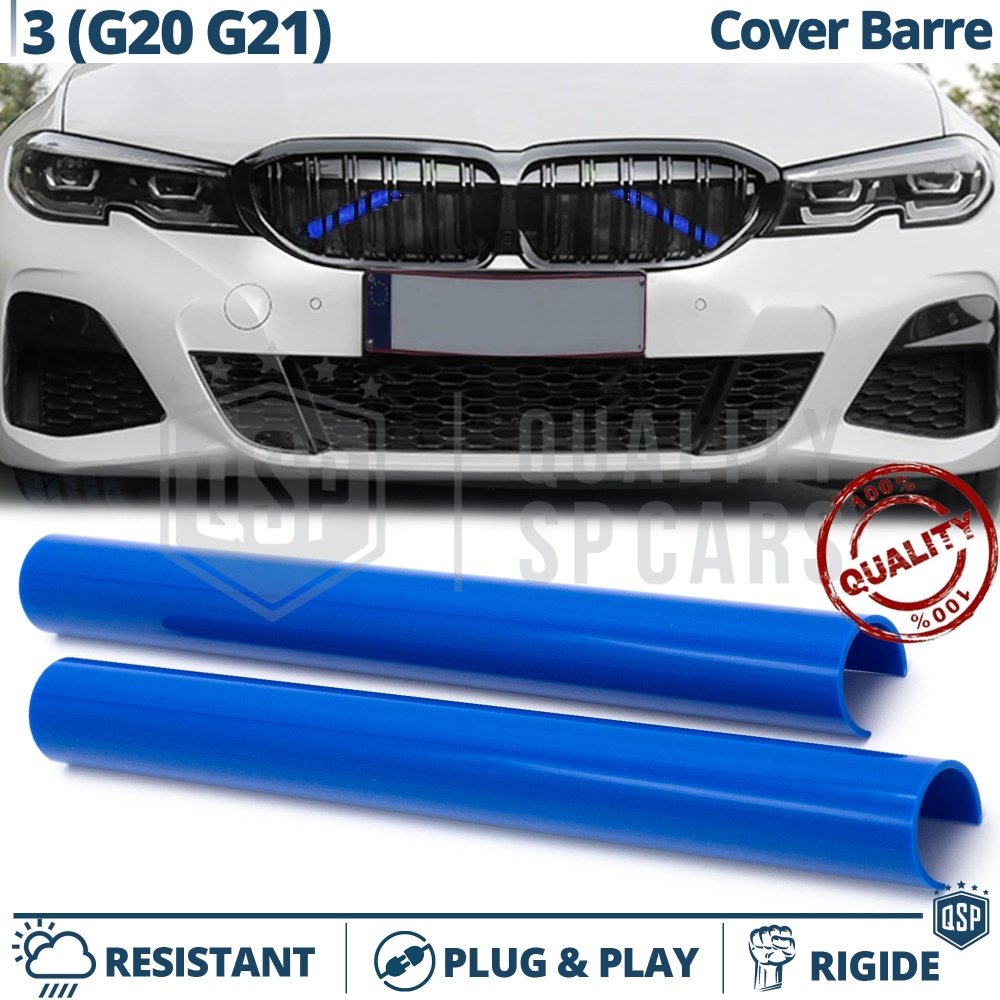 Barras Soporte Rejilla Azules para BMW Serie 3 G20 G21 | Tiras Rigidas Protección Radiador