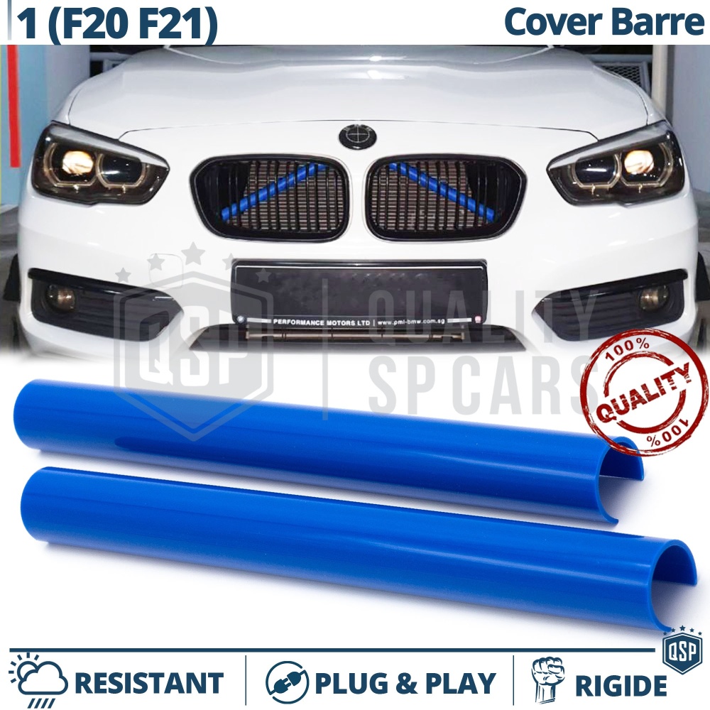 Blue Crash Bar Covers for BMW 1 Series F20 F21 Front Grill | Rigid Radiator Protection Bars