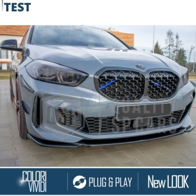 Blue Crash Bar Covers for BMW 1 Series F40 Front Grill | Rigid Radiator Protection Bars