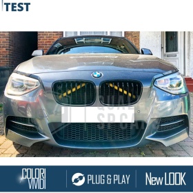 Yellow Crash Bar Covers for BMW 1 Series F20 F21 Front Grill | Rigid Radiator Protection Bars