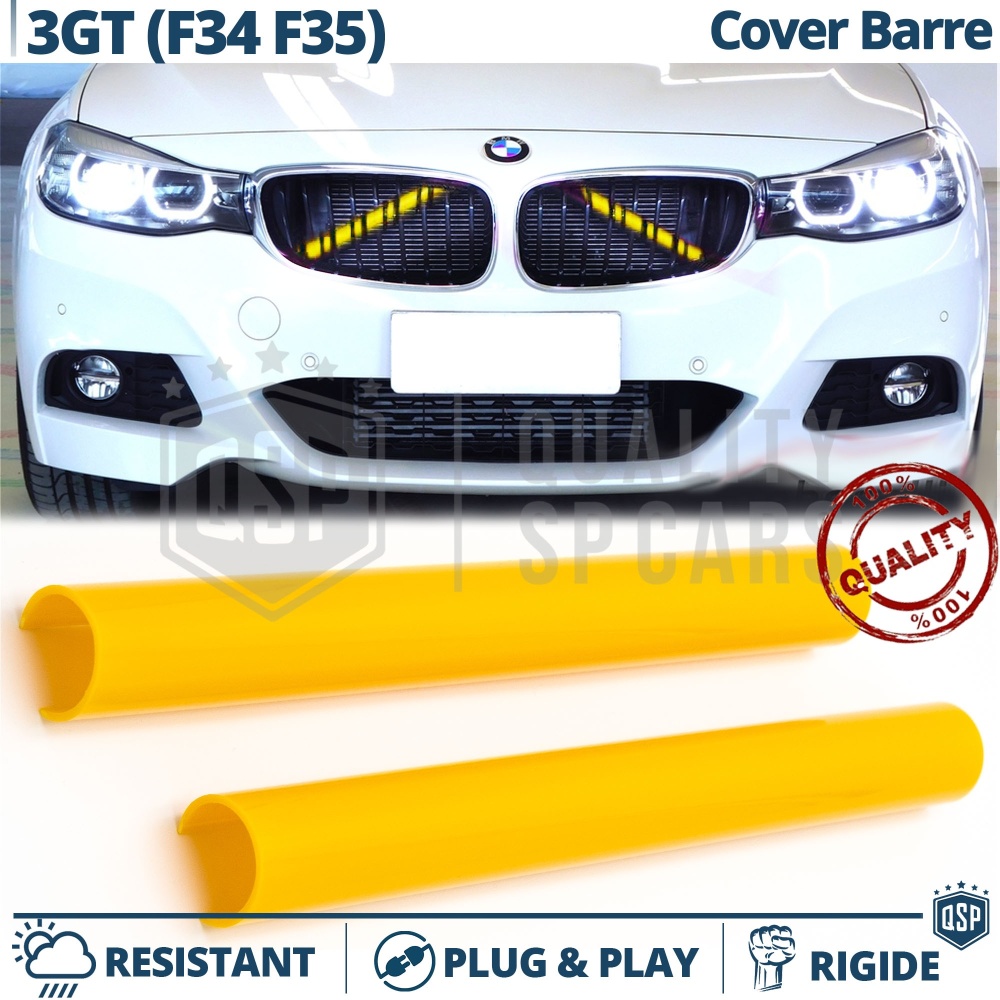 Barras Soporte Rejilla Amarillas para BMW Serie 3 GT F34 F35 | Tiras Rigidas Protección Radiador