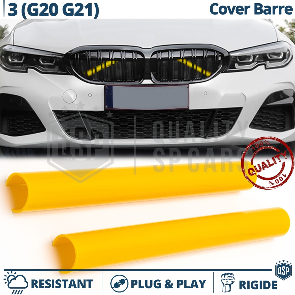 Barras Soporte Rejilla Amarillas para BMW Serie 3 G20 G21 | Tiras Rigidas Protección Radiador