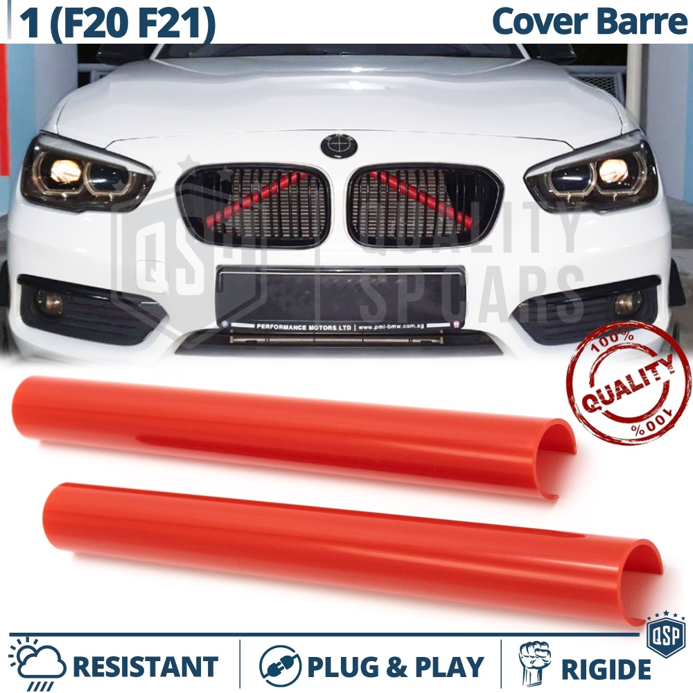 Red Crash Bar Covers for BMW 1 Series F20 F21 Front Grill | Rigid Radiator Protection Bars