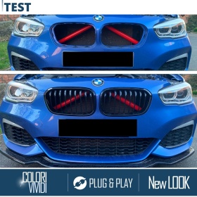 Red Crash Bar Covers for BMW 1 Series F20 F21 Front Grill | Rigid Radiator Protection Bars