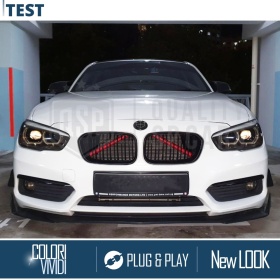 Red Crash Bar Covers for BMW 1 Series F20 F21 Front Grill | Rigid Radiator Protection Bars