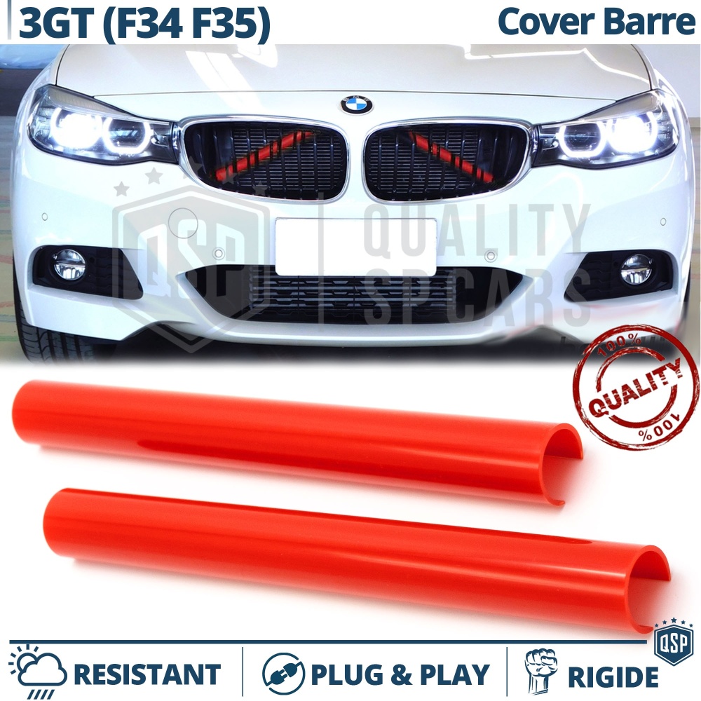 Red Crash Bar Covers for BMW 3 Series GT F34 F35 Front Grill | Rigid Radiator Protection Bars