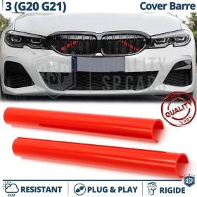 Barras Soporte Rejilla Rojas para BMW Serie 3 G20 G21 | Tiras Rigidas Protección Radiador