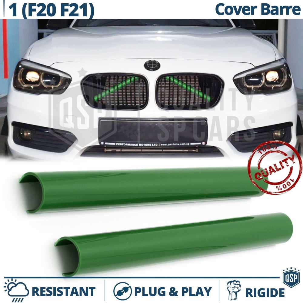 Green Crash Bar Covers for BMW 1 Series F20 F21 Front Grill | Rigid Radiator Protection Bars