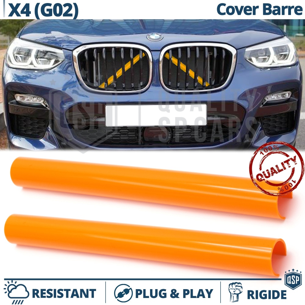 Orange Kühlergrill Zierleisten Rohr Streifen für BMW X4 G02 | Starre Kühlerschutz Bänder