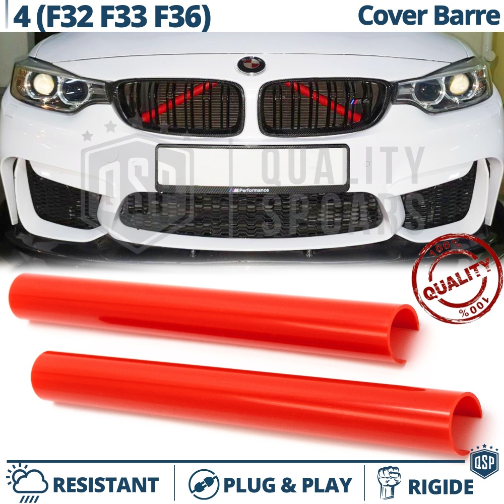 Barras Soporte Rejilla Rojas para BMW Serie 4 F32 F33 F36 | Tiras Rigidas Protección Radiador