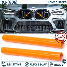 Barras Soporte Rejilla Naranjas para BMW X6 G06 | Tiras Rigidas Protección Radiador