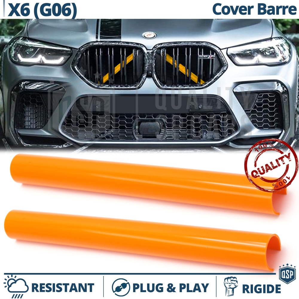 Barras Soporte Rejilla Naranjas para BMW X6 G06 | Tiras Rigidas Protección Radiador