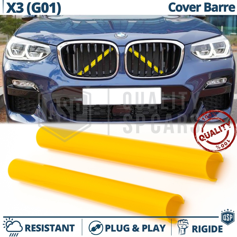 Yellow Crash Bar Covers for BMW X3 G01 Front Grill | Rigid Radiator Protection Bars