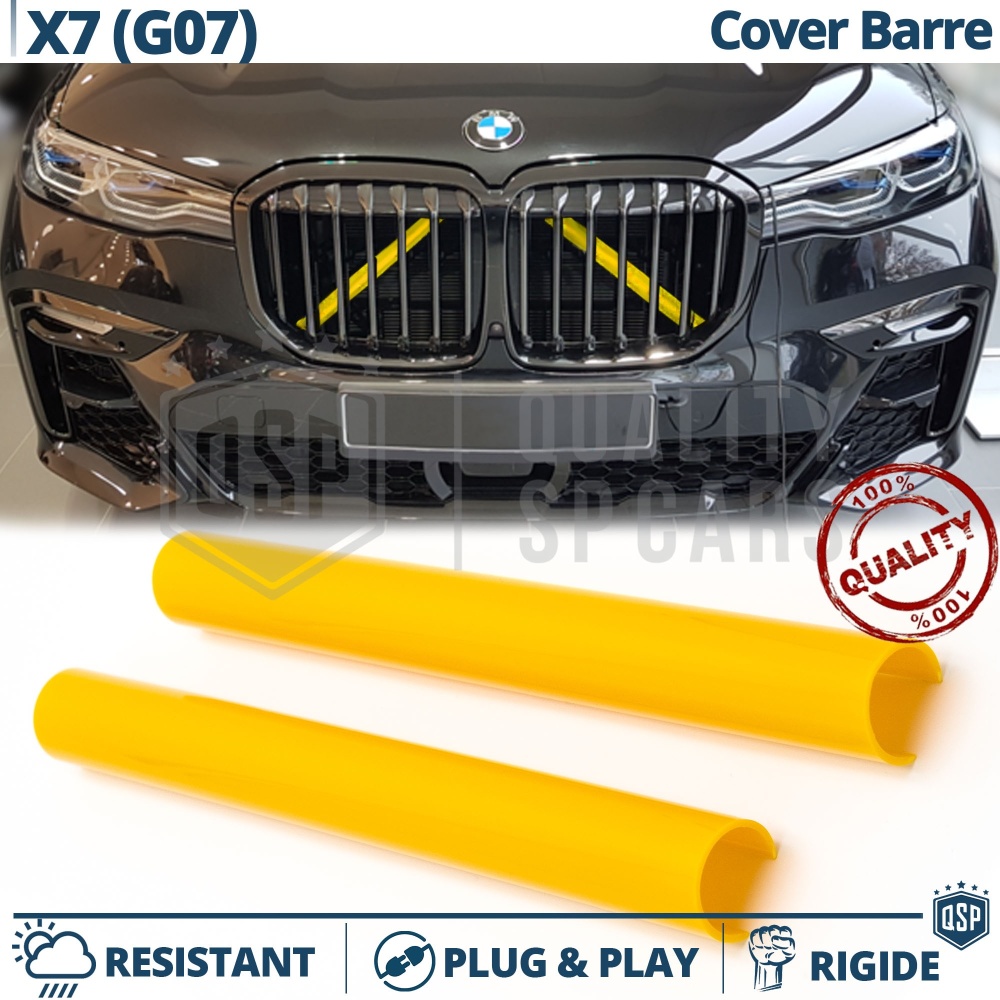 Barras Soporte Rejilla Amarillas para BMW X7 G07 | Tiras Rigidas Protección Radiador