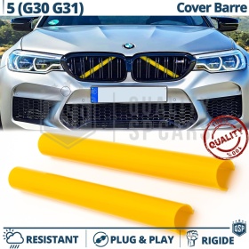 Barras Soporte Rejilla Amarillas para BMW Serie 5 G30, G31 | Tiras Rigidas Protección Radiador