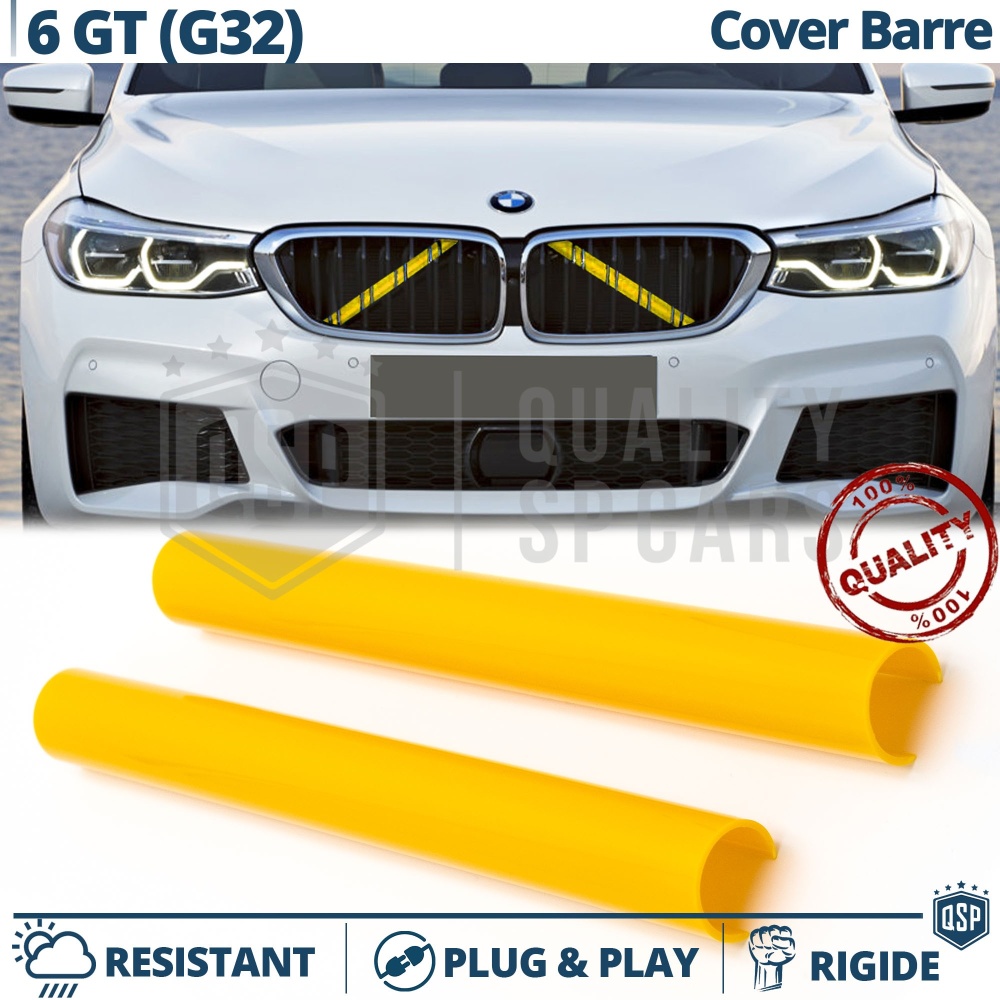Yellow Crash Bar Covers for BMW 6 Series GT G32 Front Grill | Rigid Radiator Protection Bars