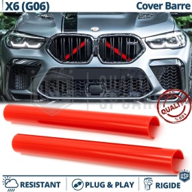 Barras Soporte Rejilla Rojas para BMW X6 G06 | Tiras Rigidas Protección Radiador
