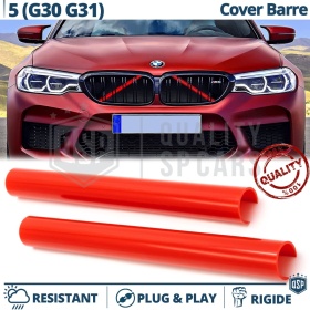 Red Crash Bar Covers for BMW 5 Series G30, G31 Front Grill | Rigid Radiator Protection Bars