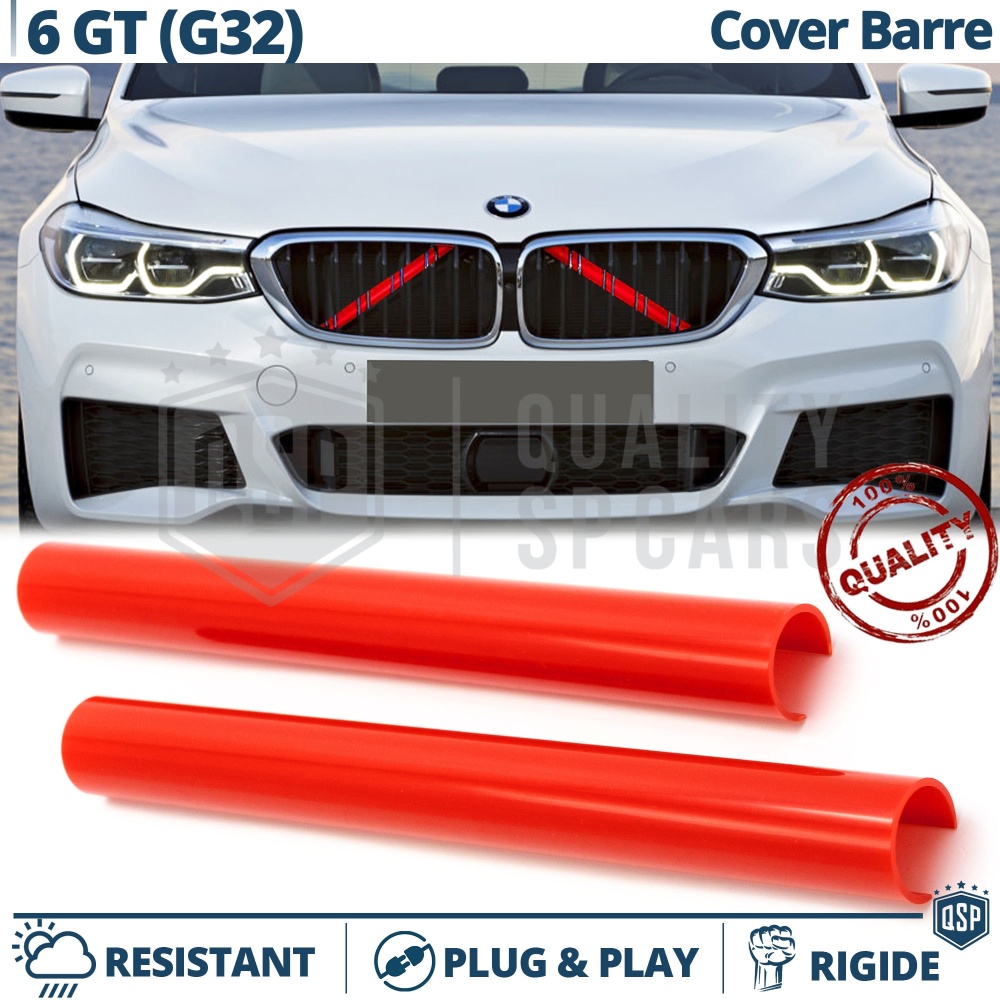 Red Crash Bar Covers for BMW 6 Series GT G32 Front Grill | Rigid Radiator Protection Bars