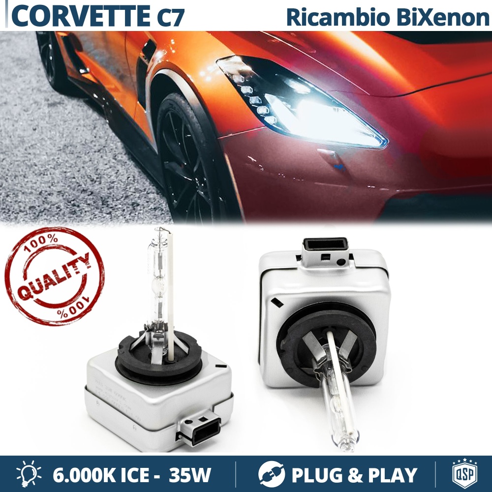 2x Bombillas Bi-Xenon D3S de Repuesto para CHEVROLET CORVETTE C7 Luz 6.000K Blanco Frio Lámpara 35W