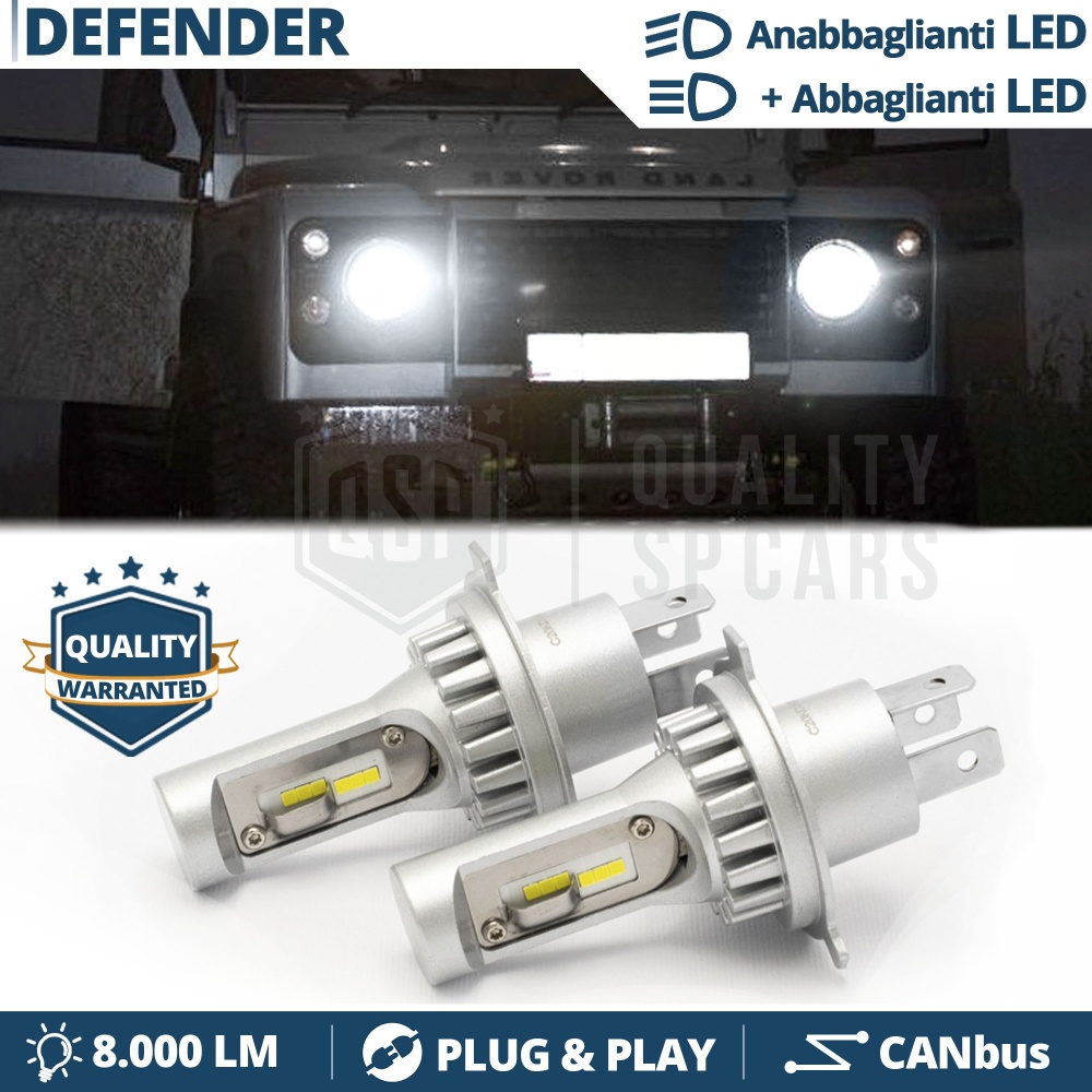 Kit Full LED H4 Per LAND ROVER DEFENDER 90, 110 Anabbaglianti + Abbaglianti 6500K | CANbus Kit Full LED H4 Per LAND ROVER DEFENDER 90, 110 Anabbaglianti + Abbaglianti 6500K | CANbus